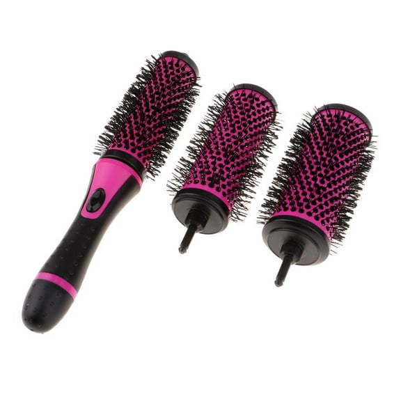 MagiDeal Round Nylon Hair Brush Ceramic Coated Brush W/ Detachable 3 Rollers