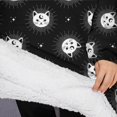 thumbnail image 3 of Oversized Wearable Blanket Hoodie,Black White Cat Moon Star Pattern Sherpa Blanket Hoodie with Super Pockets,Super Warm Fuzzy Pullover for Women & Men, 3 of 6