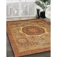 thumbnail image 3 of Ahgly Company Machine Washable Indoor Round Abstract Peru Brown Area Rugs, 4' Round, 3 of 7