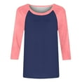 thumbnail image 6 of Quarter Sleeve Tops for Women, Comdrip Women's 3/4 Shoulder Sleeve Color Blocked T Shirt Top Women's Tops 3/4 Sleeve Navy M, 6 of 6