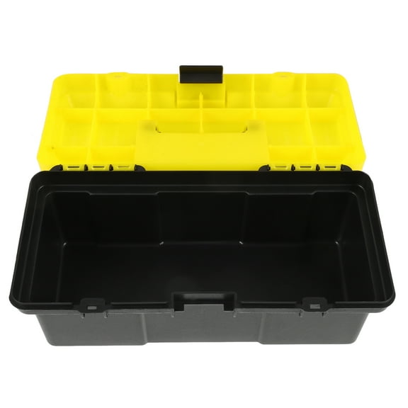 Clispeed Plastic Tool Box Household Tool Organizer Black Rectangular 1Pcs