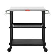 Feasto Adjustable 3-Tier Outdoor/Indoor Food Prep Cart Work Table with Stainless Steel Table Top