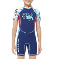 thumbnail image 1 of Soidarity Traje de neopreno para niños de 2MM, traje de buceo de una pieza, protección solar, ropa de neopreno térmica elástica, traje de Deportes acuáticos azul marino L, 1 of 6