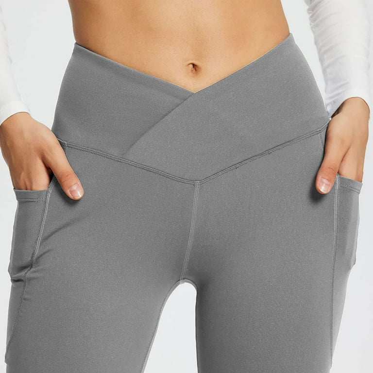 Clearance! Easter Gifts, High Waisted Leggings for Women, High Waisted  Pants for Women, Grey Flare Leggings, Going Out Pants for Women, Criss  Cross