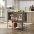 thumbnail image 3 of Bestier Farmhouse Kitchen Island with Storage, Portable Coffee Bar Shelf Console Table, Grey, 3 of 6