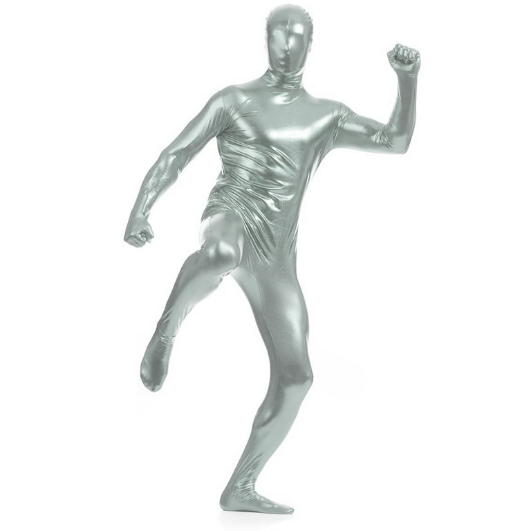 AltSkin Adult/Kids Full Body Stretch Fabric Zentai Suit Costume - Metallic  Silver (Medium) 