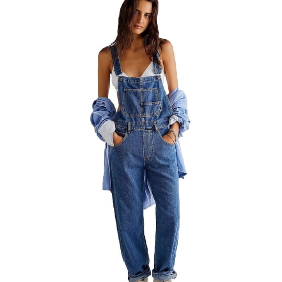 Women's Denim Bib Overalls Jeans Jumpsuits with Pockets