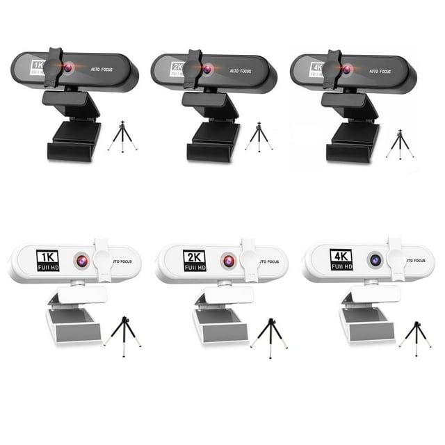 Computer Webcam Auto-focusing HD USB Online Adjustable PC Camera with Microphone Wired Replacement External Web Cam Camcorder White 2K