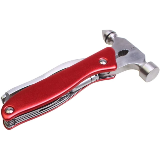 Marteau de Sécurité Multi-Outils en Acier Inoxydable pour Voiture, Kit Multi-Outils Portable pour Secours en Voiture, Camping, Maison, Rouge