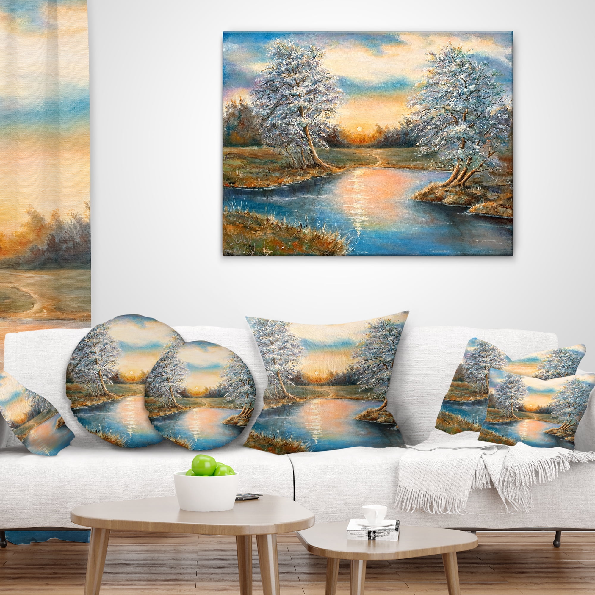 Designart Birches in Autumn Wood - Landscape Printed Throw Pillow - 16x16