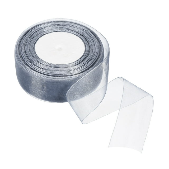 Unique Bargains 4cm 50 Yard Sheer Organza Ribbon Chiffon Fabric Gift Wrapping, Gray