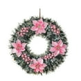 thumbnail image 2 of 13.77 Inch Christmas Wreath with Pink Poinsettias & Berries - Festive Front Door Decor for Xmas Winter Holiday Season, 2 of 6