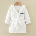 thumbnail image 2 of HFHAPW Boys Girls Robe Fleece Hooded Soft Toddler Bathrobe Cute Boys Bathrobe Fuzzy Plush Robes for 2T 3T 4T 5T 6T 7T Kids(WH1,2-3 Y), 2 of 4