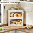 thumbnail image 4 of Corner Bread Box for Kitchen Countertop, Large Double Layer Bread Storage Container for Homemade Bread, Black Bread Holder for Kitchen Counter, Under Cabinet Organizer (White, Extra Large), 4 of 14