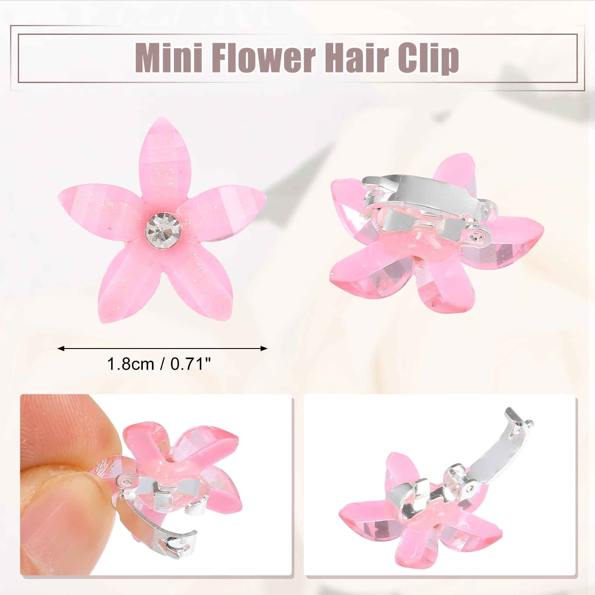 Unique Bargains 20Pcs Small Flower Mini Flower Hair Clips Pink
