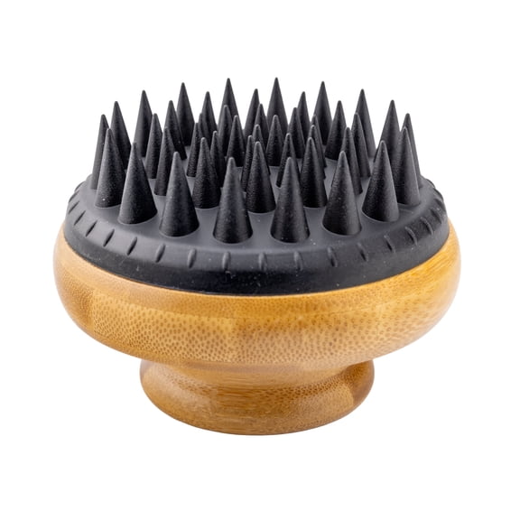 Doggy Style Large Bamboo Dog Bath Scrubber, Soft Rubber Bristles, Ergonomic Bamboo Handle, Bath Brush for Medium and Large Breeds