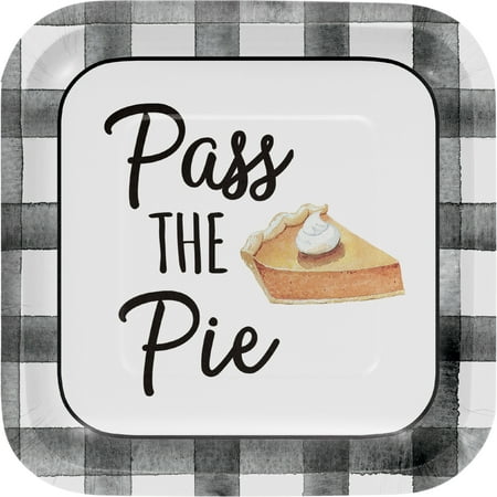Way to Celebrate Pass the Pie Thanksgiving Square Dessert Plates, 10 ct