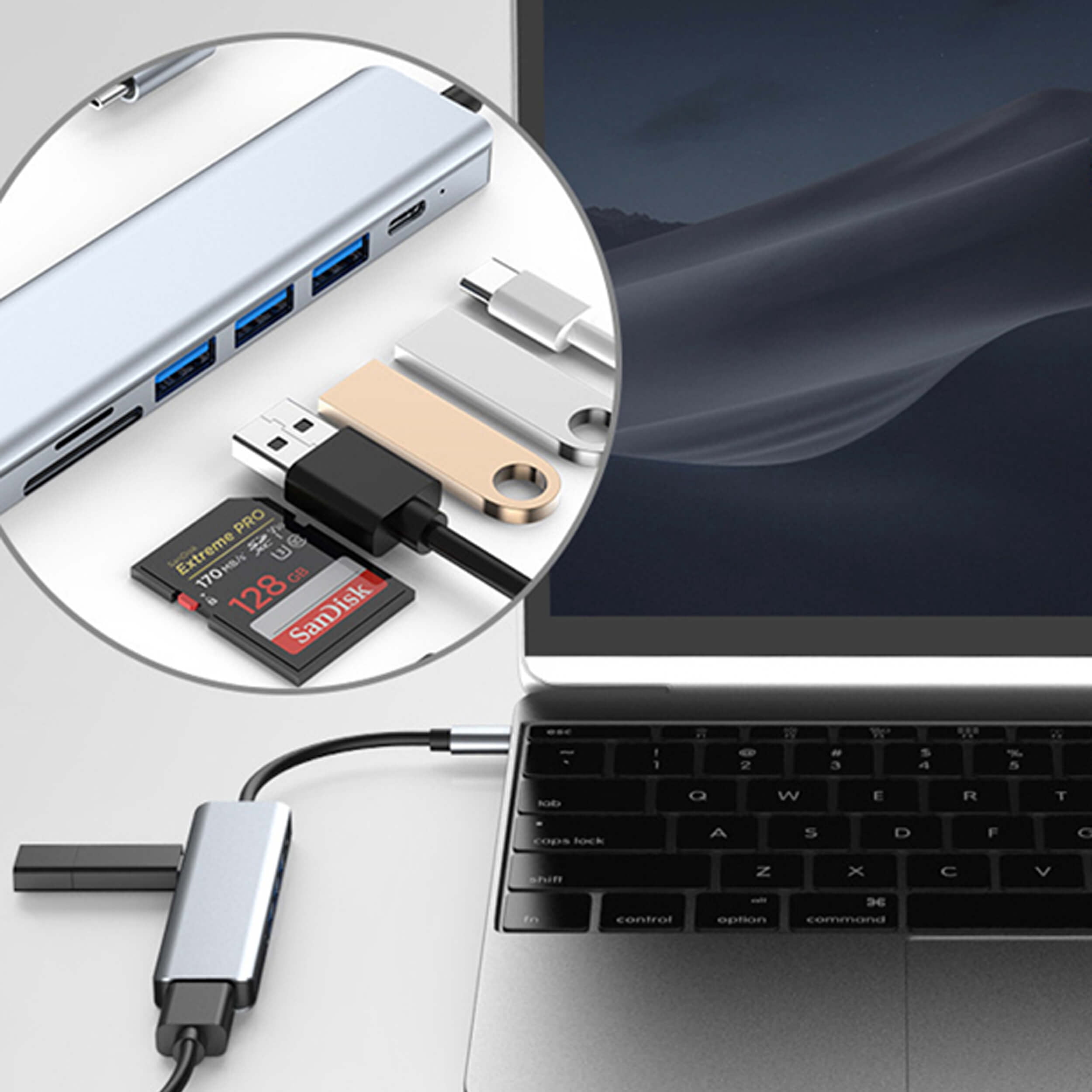 navor 7-in-1 USB C Hub, USB Type-C Adapter with 4K HDMI, 3 USB 3.0 Ports, 100W PD, SD/TF Slot, Compatible for MacBook Pro (2017-20)/ Air (2018-20), Thunderbolt 3/4 and More Type-C Devices