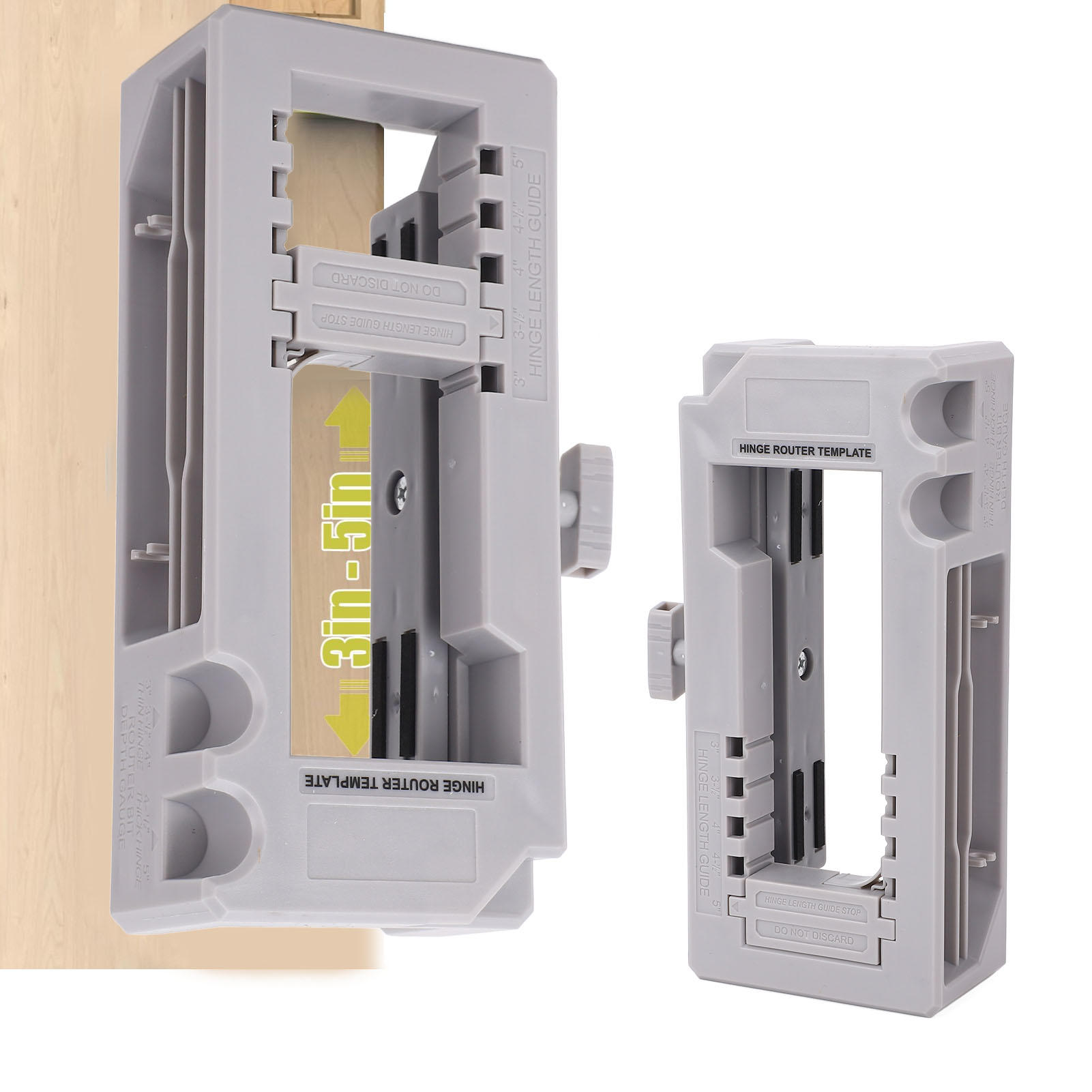 YAHHU Door Hinge Locator & Adjustable Jig Kit – 3‑5” Length, ¼‑5/8” Thickness, Plastic with Silicone Pads, Depth Gauge, Self‑Centering Drill Bit, 5‑Piece Tool Set