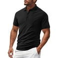 thumbnail image 2 of Txeol Daily Deals Button V Neck T Shirts Men Solid Color Short Sleeve Muscle Tees Big&Tall Summer Workout Tops,Black,XXL, 2 of 7