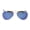 Gold Blue Mirror, variant on Classic Color Mirror Lens Thin Metal Rim Officer Cop Sunglasses Gold Gold Mirror
