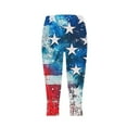 thumbnail image 6 of QATAINLAV Womens Legging 4th of July Outfits Summer Casual Stretch Cropped Yoga Pants Star Stripe Print Capri Leggings American Flag Patriotic Tight Capris Sales Today Blue S, 6 of 8