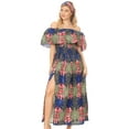 thumbnail image 5 of Sakkas Buhle Ruffle Off-shoulder Long Dress Wax African Ankara Dutch Print - 38-Multicolor - One Size Regular, 5 of 5