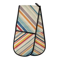 Yayeee Double Oven Mitt Kitchen Heat Resistant Baking 35" x7" Quilted Glove, Striped Pattern