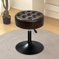 thumbnail image 5 of Furniliving Leather Adjustable Vanity  Stool, Swivel Ottoman Round, Makeup Accent Stool for Bedroom, Black Brown, 5 of 13