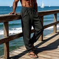 thumbnail image 4 of Domuza Men's Sweatpants Solid Color Loose Wide‑Leg Joggers with Drawstring Elastic Waistband,Casual Workout Gym Daily Wear Sweat Pants, 4 of 5