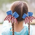 thumbnail image 4 of 4th of July Hair Bows Fourth of July Red White and Blue Bow Hair Accessories Hair Bow Hair Scrunchies for Women Patriotic Accessories for Women Memorial Day Supplies Flag Design Cheer Bows 1Pcs, 4 of 13