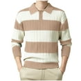 thumbnail image 3 of WRKEKC Men's Collared Sweater Bold Stripe Ribbed Knit Color Block Long Sleeve Thickened Soft Warm Stylish Versatile Layerable Regular Fit Fall Winter Casual Pullover, 3 of 10