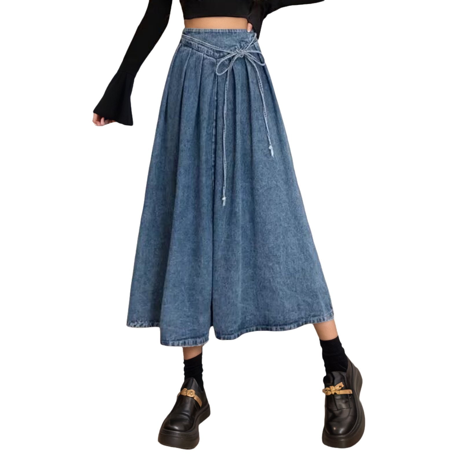 Kliou-Jupe Calssic en Denim pour Femme,Streetwear,Décontracté,Taille Haute,Fermeture Éclair