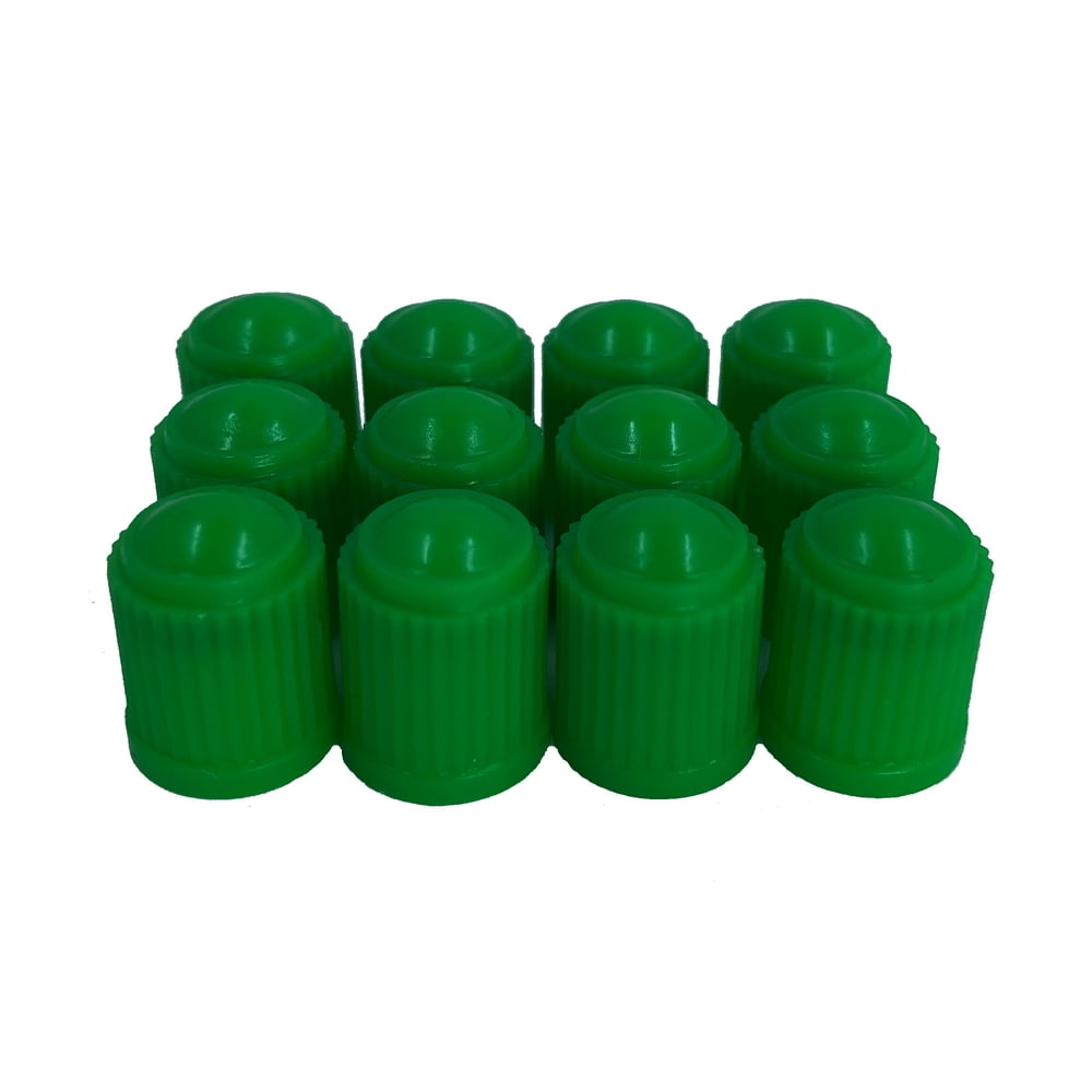Pack of 12 Green Valve Stem Caps with Inner Seals for Nitrogen filled tires
