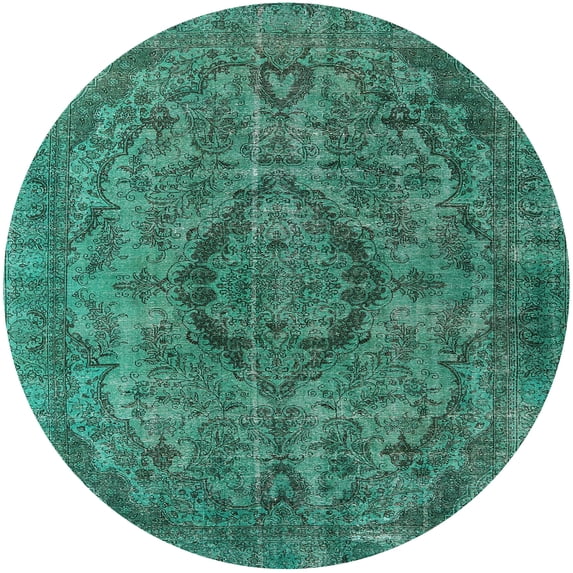 Ahgly Company Machine Washable Indoor Round Industrial Modern Light Sea Green Area Rugs, 4' Round
