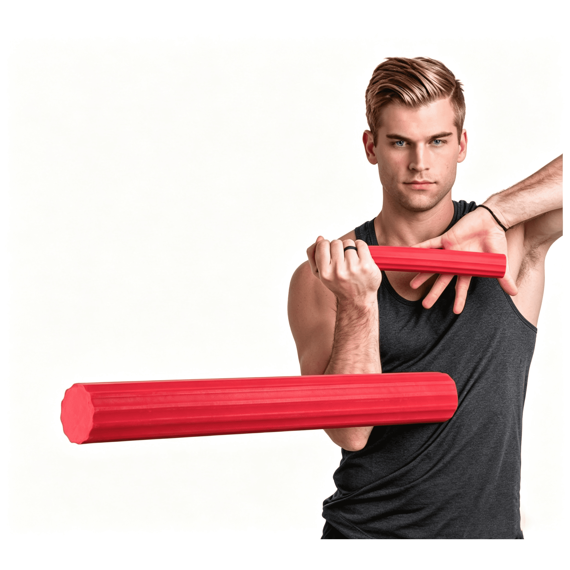 Kaleduo Flex Therapy Resistance Bar, Red Non-Slip Grip Wrist Forearm Exercise Bar, Physical Therapy Flexible Resistance Bar for Wrist Forearm Rehabilitation & Strength Training