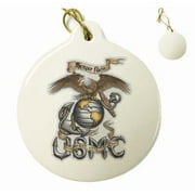 Angle View: US Marines Eagle USMC Porcelain Ornament (in Gift Box)