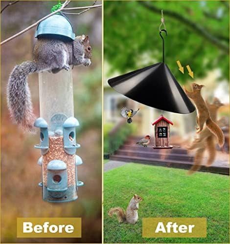 Squirrel Baffle Wrap Guard Around Protects Hanging Bird Feeders for Outdoor Shepherd’s Hook, Save Bird Houses from Squirrels, Raccoons, and Rodents - Hang Mount 19 Inch 1pcs
