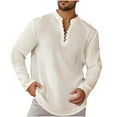 thumbnail image 2 of Clearance Under 10$! New Fashion Mens Tops 2024 Plus Size Long Sleeve And Linen Solid Color Long-sleeved Lapel Top/shirt, 2 of 6