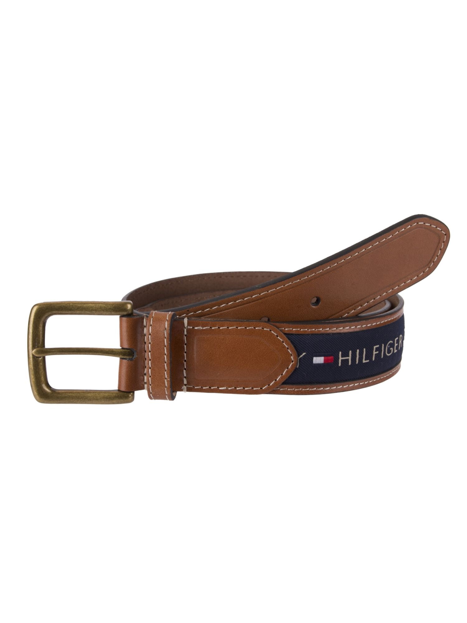 TOMMY HILFIGER Mens Navy Ribbon Logo Inlay Contrast Stitching Leather ...