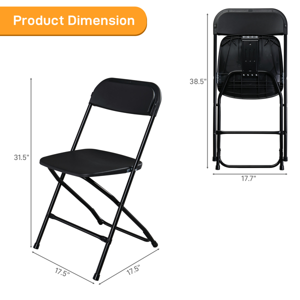 Alvantor Black Folding Chairs Set for Home, Office, and Events - 350lbs Capacity, Pack of 10