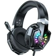 VINSIC ONIKUMA X32 Gaming Headset for PS4, Gaming Headphones with Stereo Surround Sound & Noise Cancelling Mic, Lightweight Ergonomic Cool RGB Headsets for Xbox One, PS5, Nintendo Switch, PC, Mac, Mobile