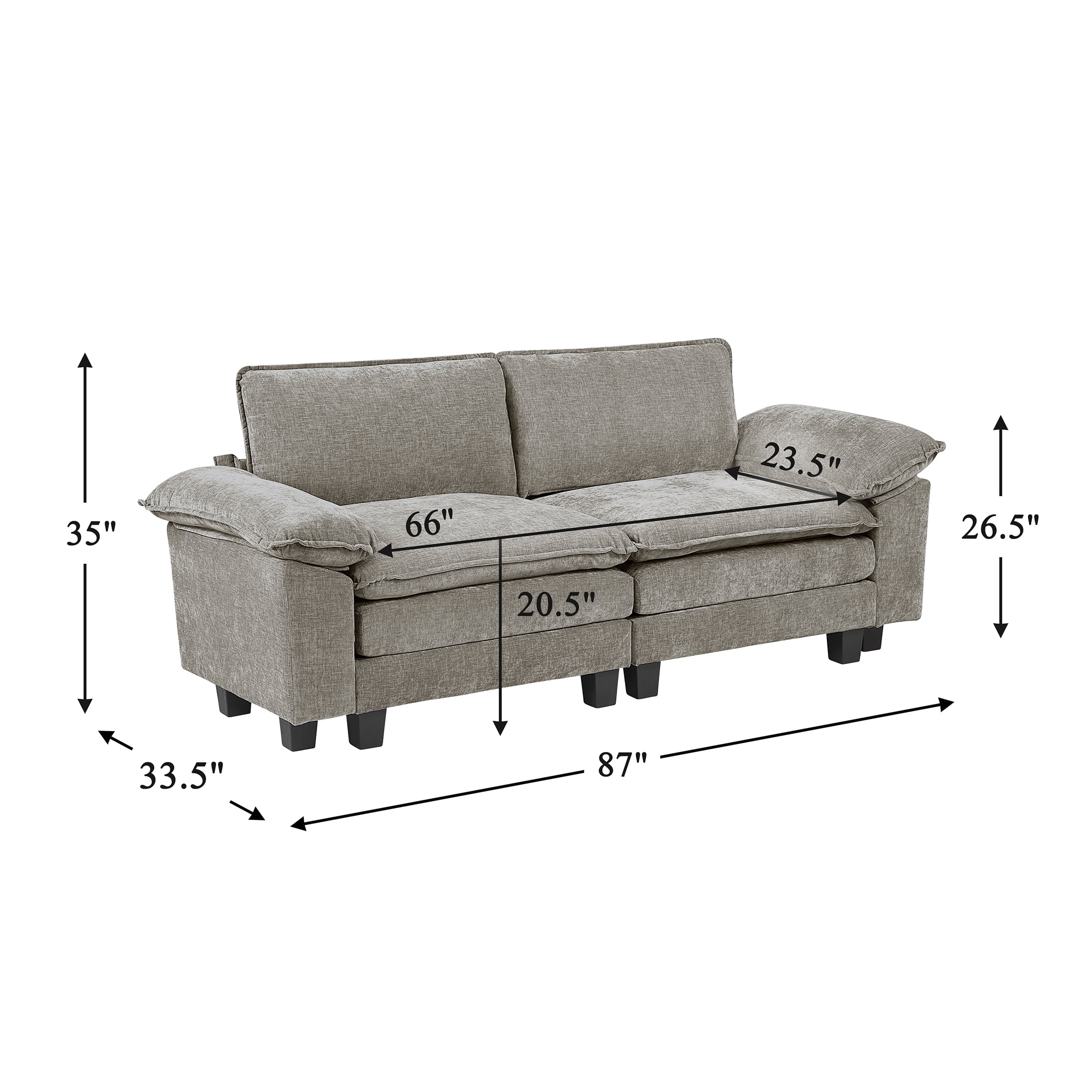 OakvillePark Corvan Chenille Love Seat, Dark Pewter