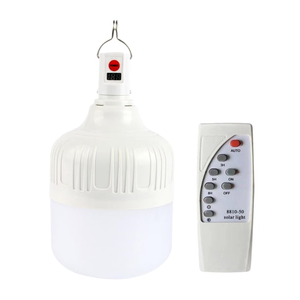Bombilla LED de emergencia recargable por USB con gancho y pantalla digital. 200W