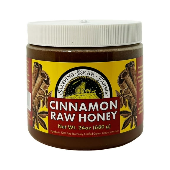 Sleeping Bear Farms Cinnamon and Real Raw Michigan Star Thistle Wildflower 24oz Wide-Mouth Honey
