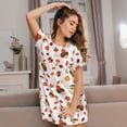 thumbnail image 3 of Honeii Autumn Maple Leaf with Hedgehog Print Women's Loose Short Sleeve Nightgown, Soft Cotton Sleepwear, Comfy Loose Fit Pajama Dress for Sleep and Lounge, 3 of 6