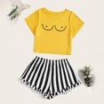 thumbnail image 2 of Summer Lounge Sets for Women Casual Cute Print Crewneck Short Sleeve T Shirts and Shorts Set 2 Piece Outfits Pajamas, 2 of 6