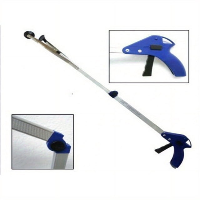 HLONK Foldable Long Trash Clamps Grab Pick Up Tool Curved Handle Portable Factory House Pickup Grabber Tool