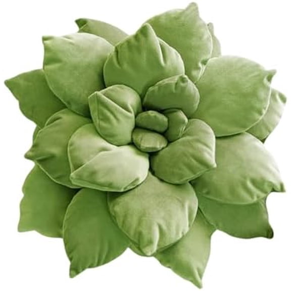 3D 17" Green Succulent Pillow | Hand-Stitched Flower Pillow for Bedroom, Living Room, and Nursery | Cozy Decorative Leaf Throw Pillow