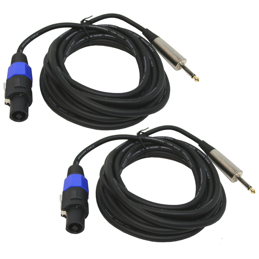 (2) DJ Pro Audio 15 Foot Speakon Male to 1/4" Jack PA Speaker Cable Package